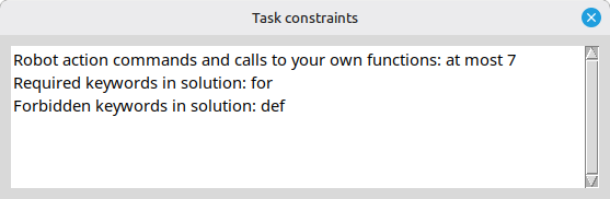Constraint panel listing operator limits and construct limits for the task.