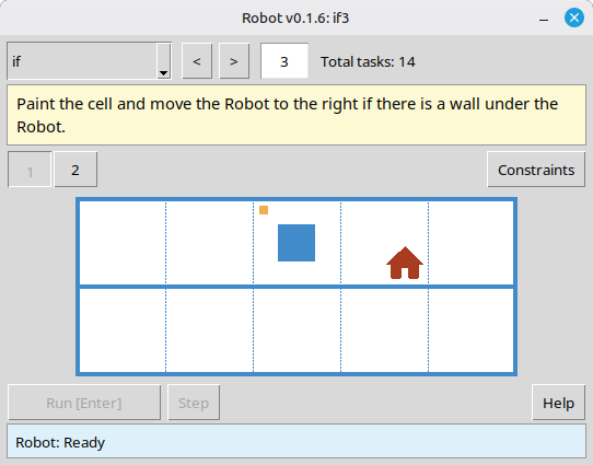 The task viewer inside the Robot module: local catalog and task preview.
